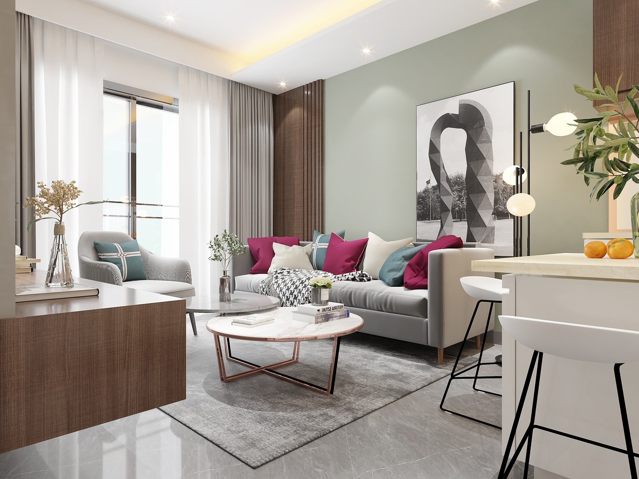 Cozy living room for spring.