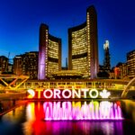 Toronto sign at night.